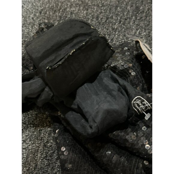 VTG Joseph Le Bon XL Black Sequin Silk Beaded Top 22x23 Boxy Evening Party - Picture 9 of 9